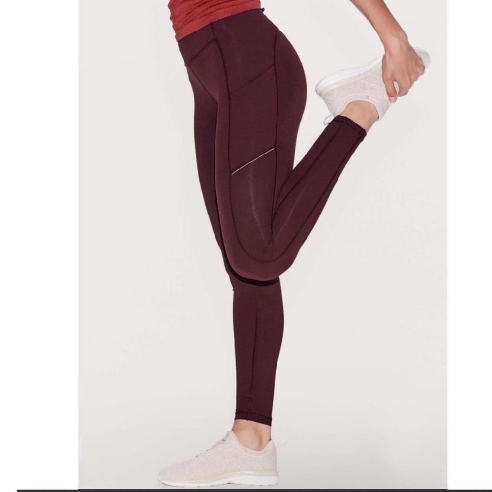 Lululemon Speed‎ Up Tight 28 Burgundy Luxtreme Running Leggings Pockets Size 4